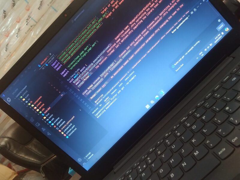 Flutter development work on laptop